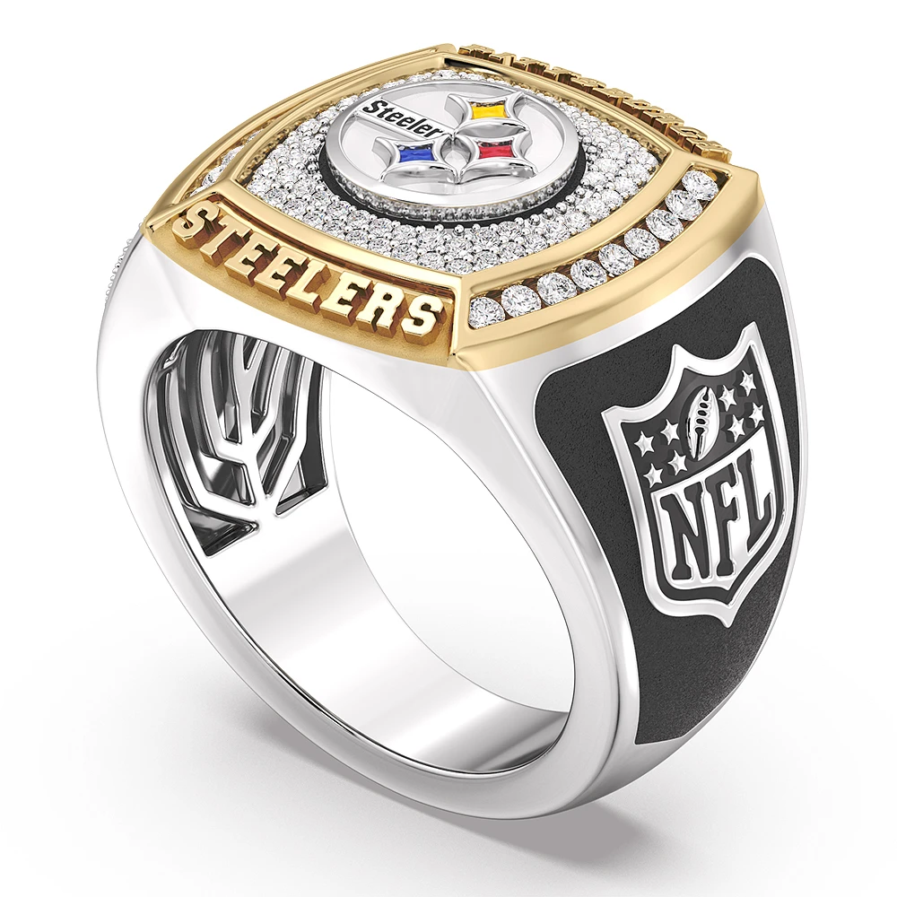 True Fan Pittsburgh Steelers 1/2 CTTW Diamond Two-Tone Yellow Gold and Sterling Silver Ring