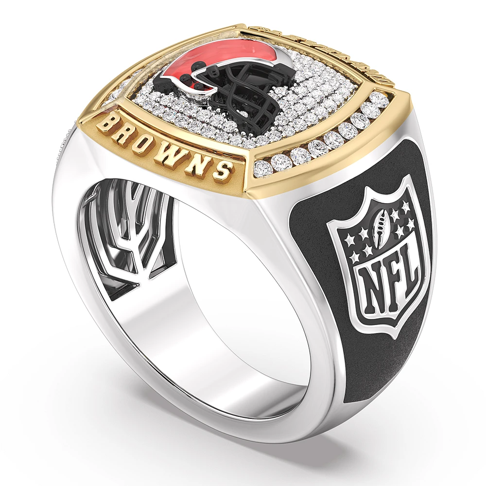 True Fan Cleveland Browns 1/2 CTTW Diamond Two-Tone Yellow Gold and Sterling Silver Ring