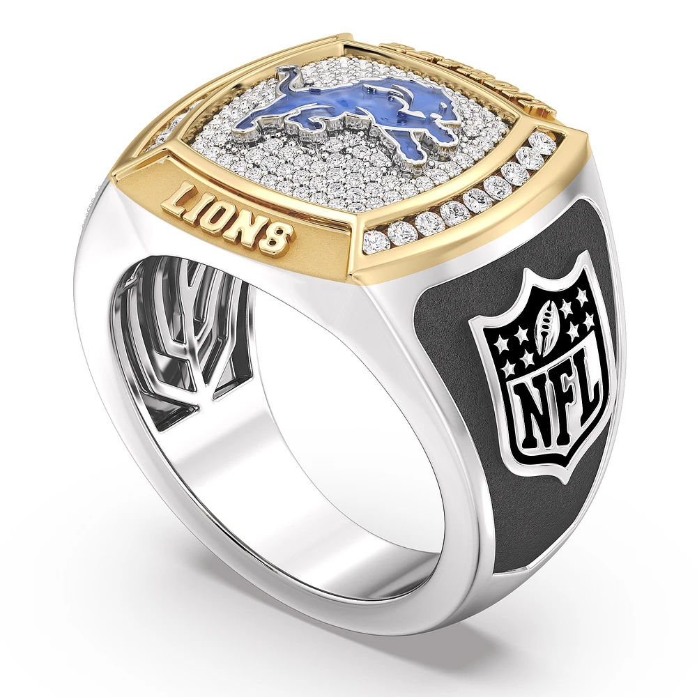 True Fan Detroit Lions 1/2 CTTW Diamond Two-Tone Yellow Gold and Sterling Silver Ring