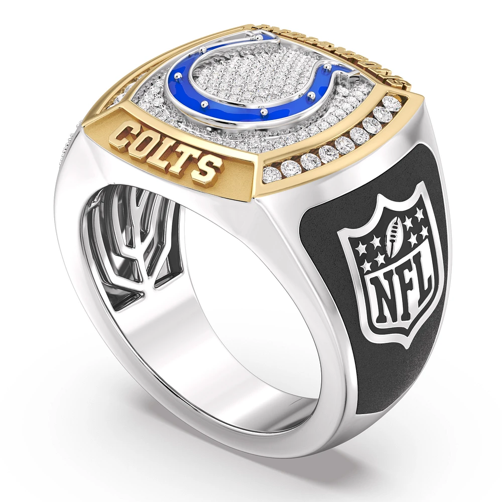 True Fan Indianapolis Colts 1/2 CTTW Diamond Two-Tone Yellow Gold and Sterling Silver Ring