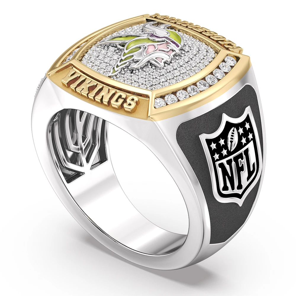 True Fan Minnesota Vikings 1/2 CTTW Diamond Two-Tone Yellow Gold and Sterling Silver Ring