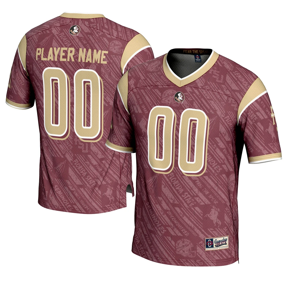 Men's GameDay Greats Garnet Florida State Seminoles Highlight Print NIL Pick-A-Player Football Jersey