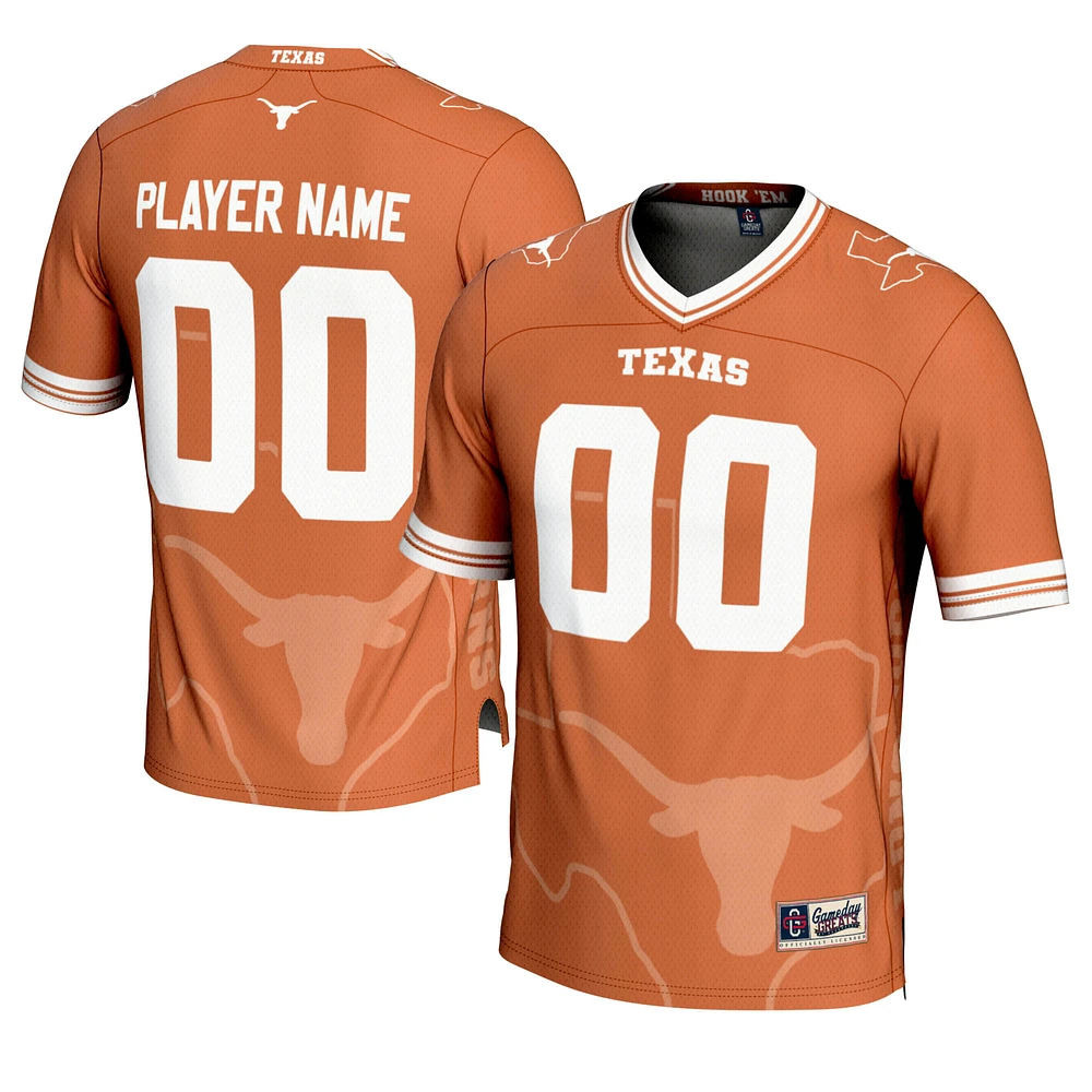 Men's GameDay Greats Texas Orange Longhorns Icon Print NIL Pick-A-Player Football Jersey
