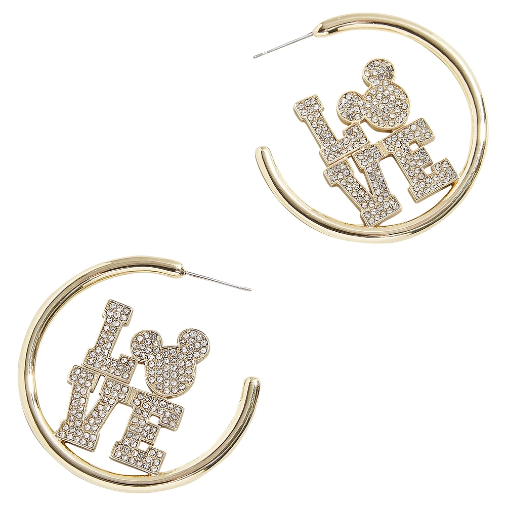 BaubleBar Gold Mickey Mouse Love Outline Hoop Earrings