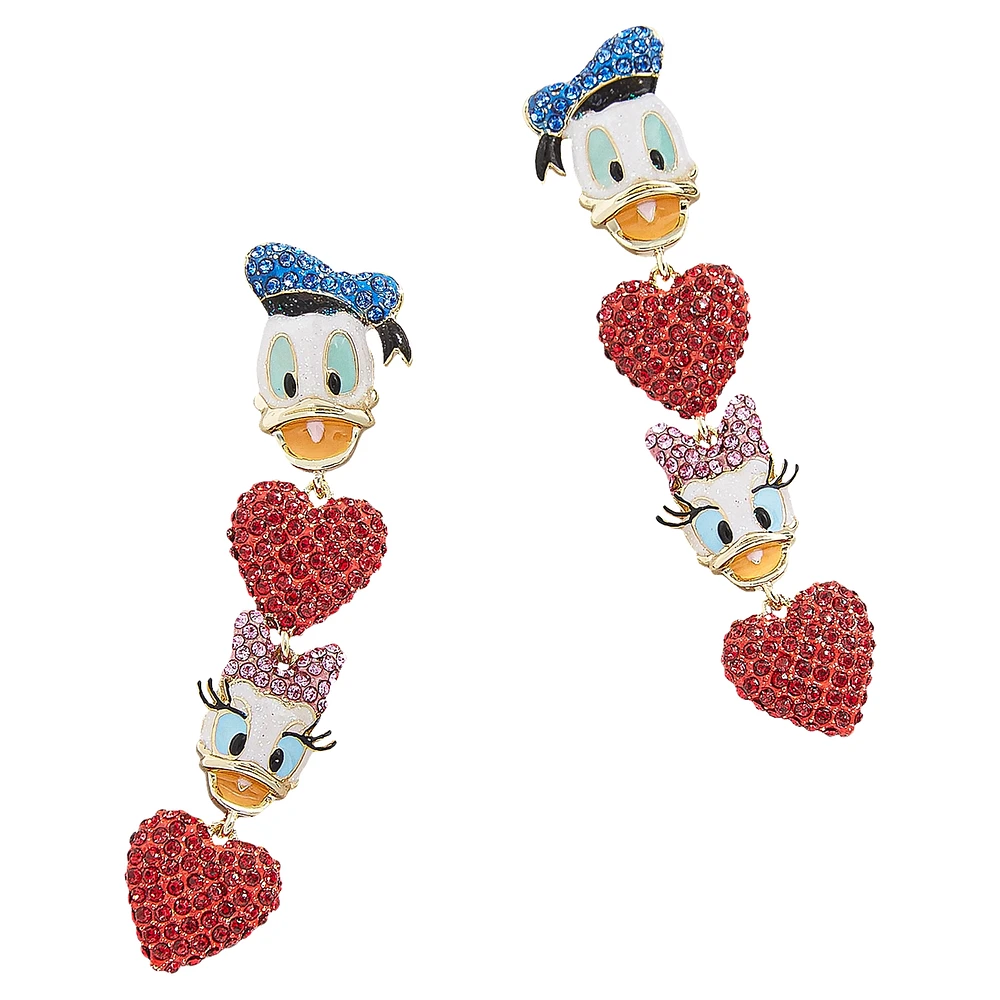 BaubleBar Donald & Daisy Heart Drop Earrings