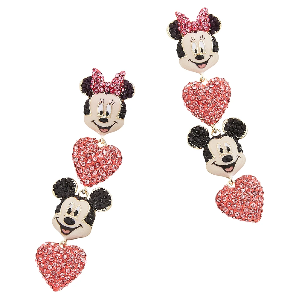 BaubleBar Mickey & Minnie Heart Drop Earrings