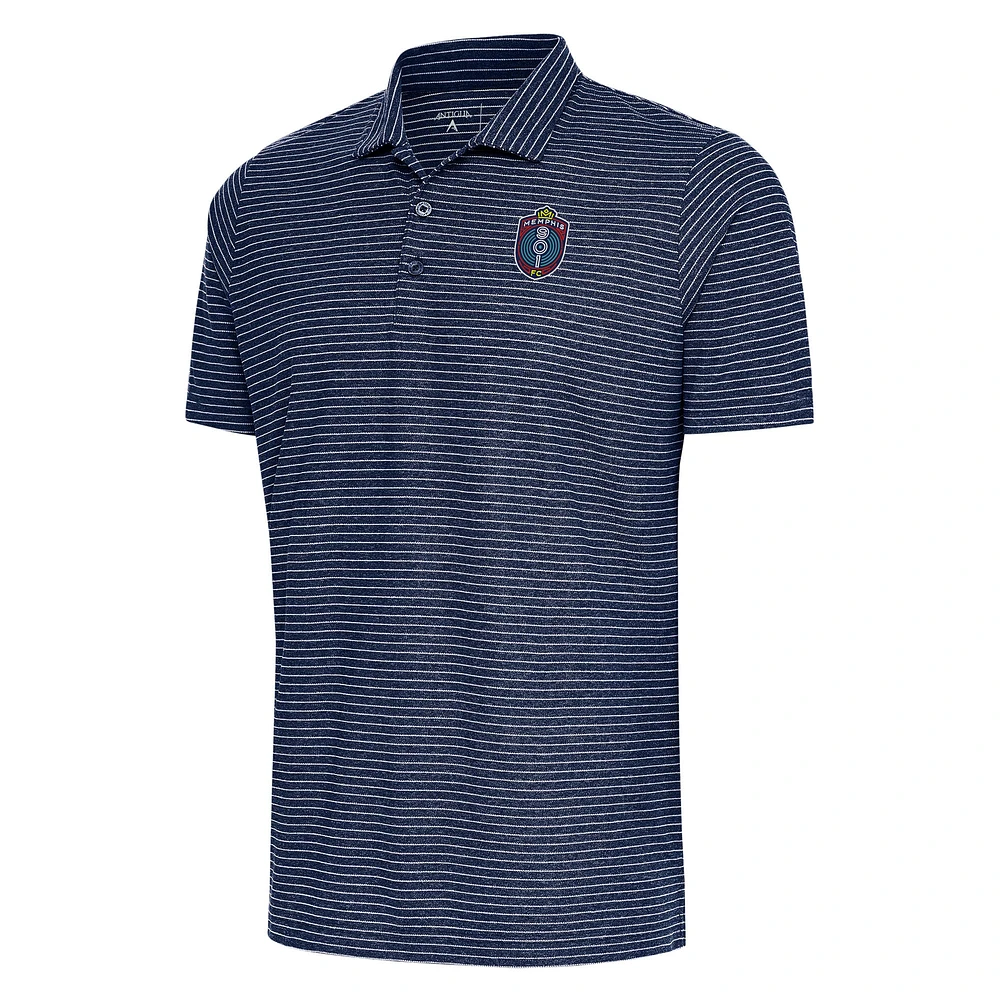 Men's Antigua Heather Navy Memphis 901 FC Esteem Polo