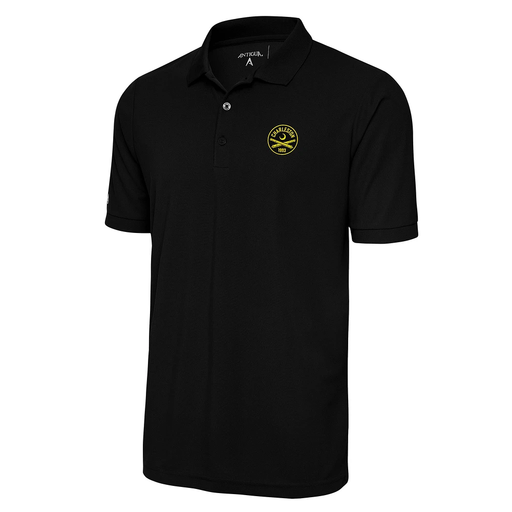 Men's Antigua Black Charleston Battery Legacy Pique Polo