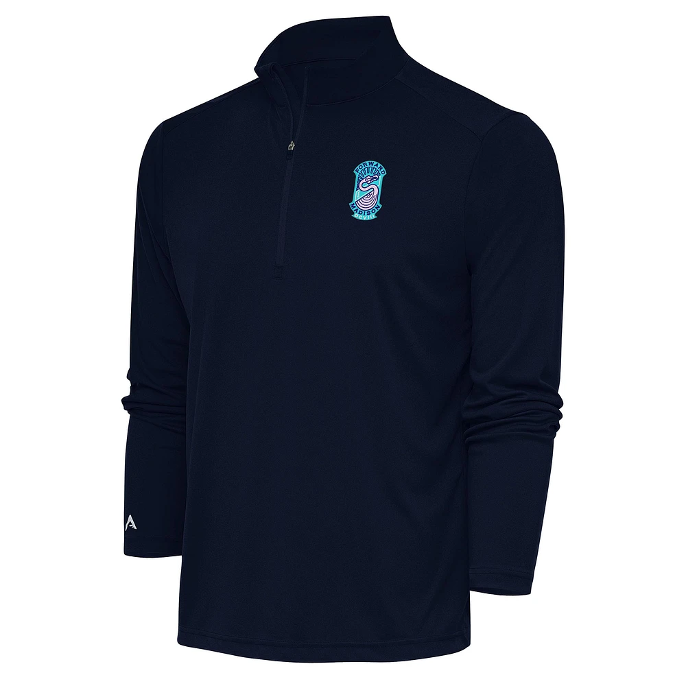Men's Antigua Navy Forward Madison FC Tribute Quarter-Zip Pullover Top