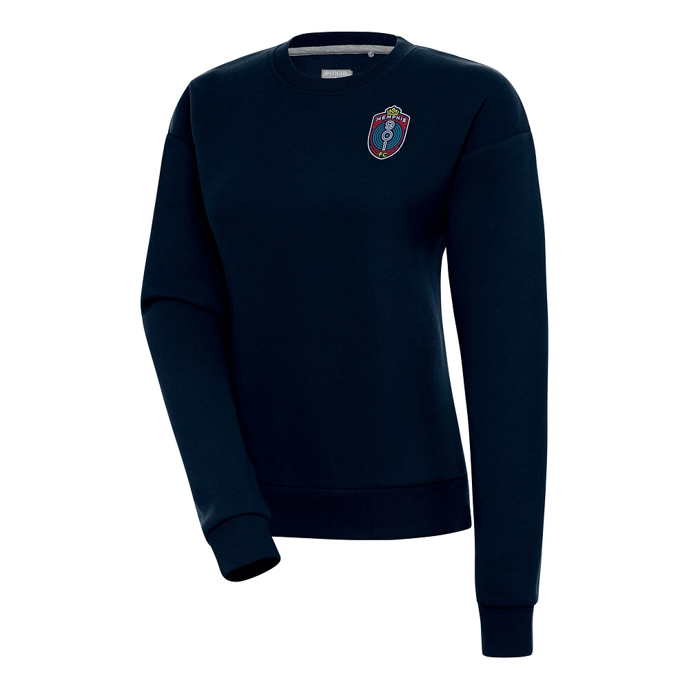 Women's Antigua Navy Memphis 901 FC Victory Crewneck Pullover Sweatshirt
