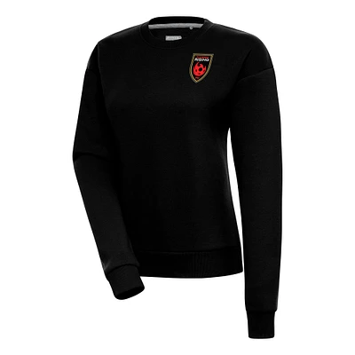 Women's Antigua Black Phoenix Rising FC Victory Crewneck Pullover Sweatshirt