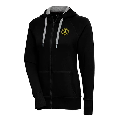 Women's Antigua Black Charleston Battery Victory Full-Zip Hoodie