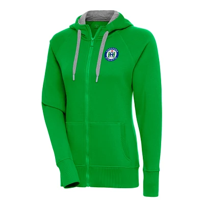 Women's Antigua Kelly Green Hartford Athletic Victory Full-Zip Hoodie