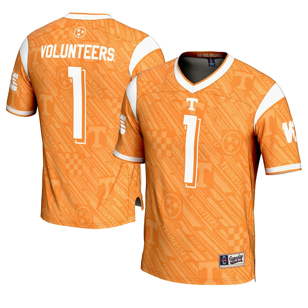 Men's GameDay Greats #1 Tennessee Orange Volunteers Highlight Print Football Fashion Jersey