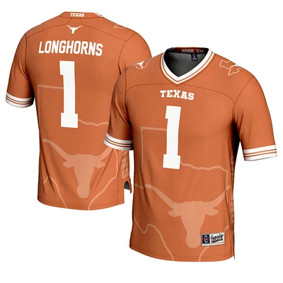 Men's GameDay Greats #1 Texas Orange Longhorns Icon Print Football Fashion Jersey