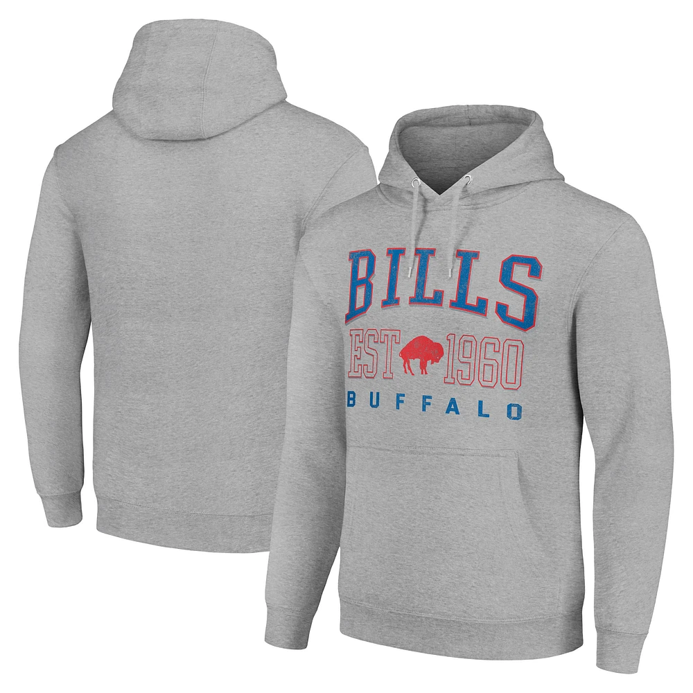 Unisex Starter Heather Gray Buffalo Bills Throwback Logo Pullover Hoodie