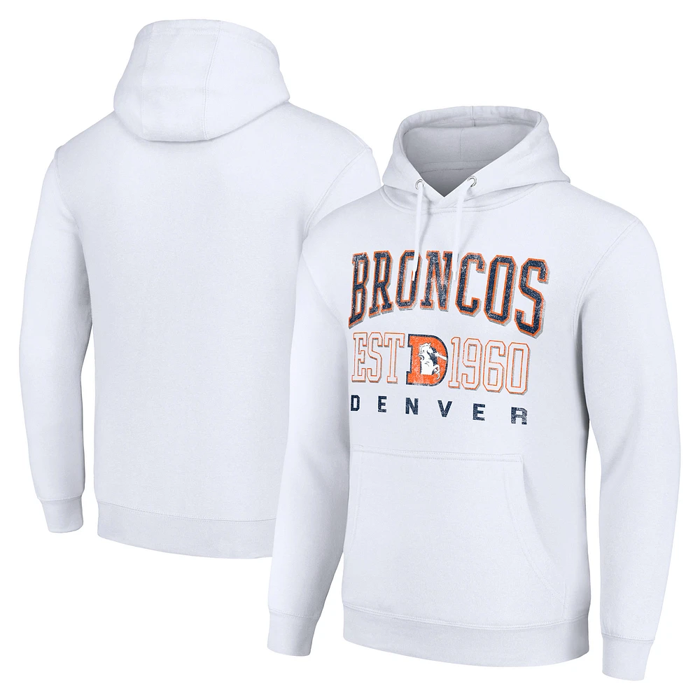 Unisex Starter White Denver Broncos Throwback Logo Pullover Hoodie