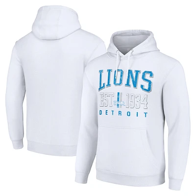 Unisex Starter White Detroit Lions Throwback Logo Pullover Hoodie