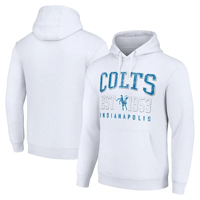 Unisex Starter White Indianapolis Colts Throwback Logo Pullover Hoodie