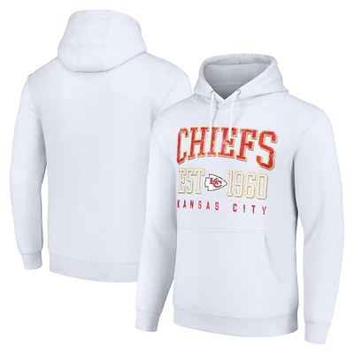 Unisex Starter White Kansas City Chiefs Throwback Logo Pullover Hoodie