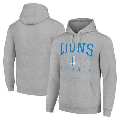 Unisex Starter Heather Gray Detroit Lions Throwback Logo Pullover Hoodie