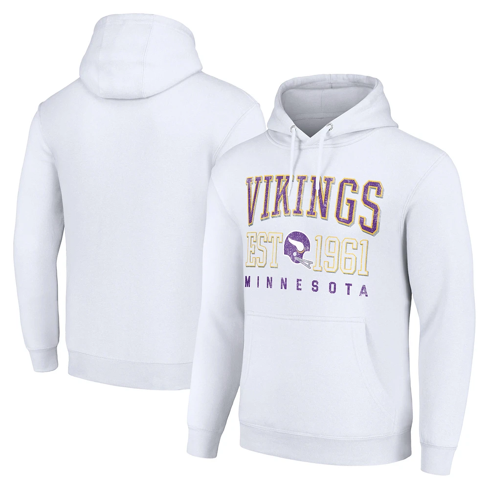 Unisex Starter White Minnesota Vikings Throwback Logo Pullover Hoodie