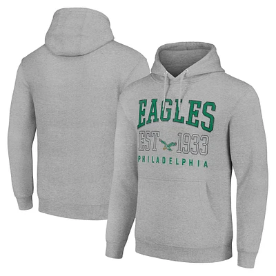 Unisex Starter Heather Gray Philadelphia Eagles Throwback Logo Pullover Hoodie