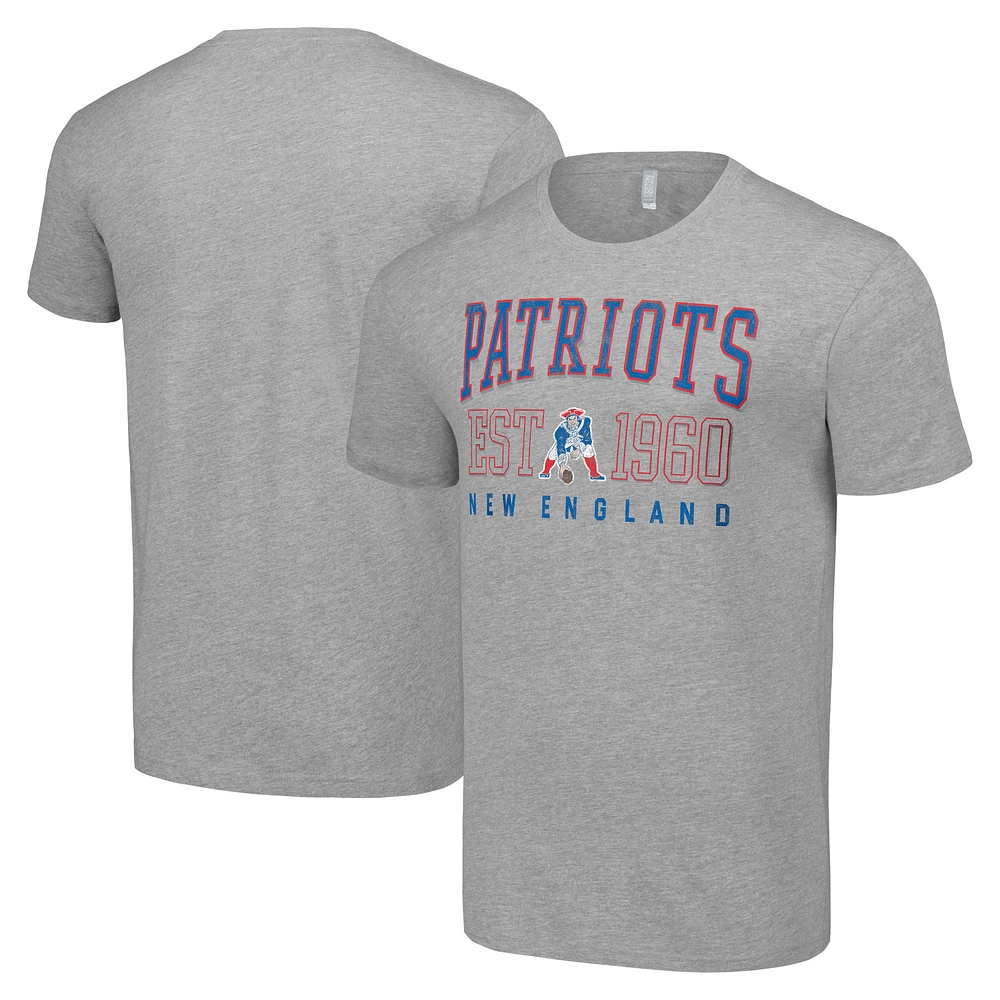 Men's Starter Heather Gray New England Patriots Throwback Logo T-Shirt