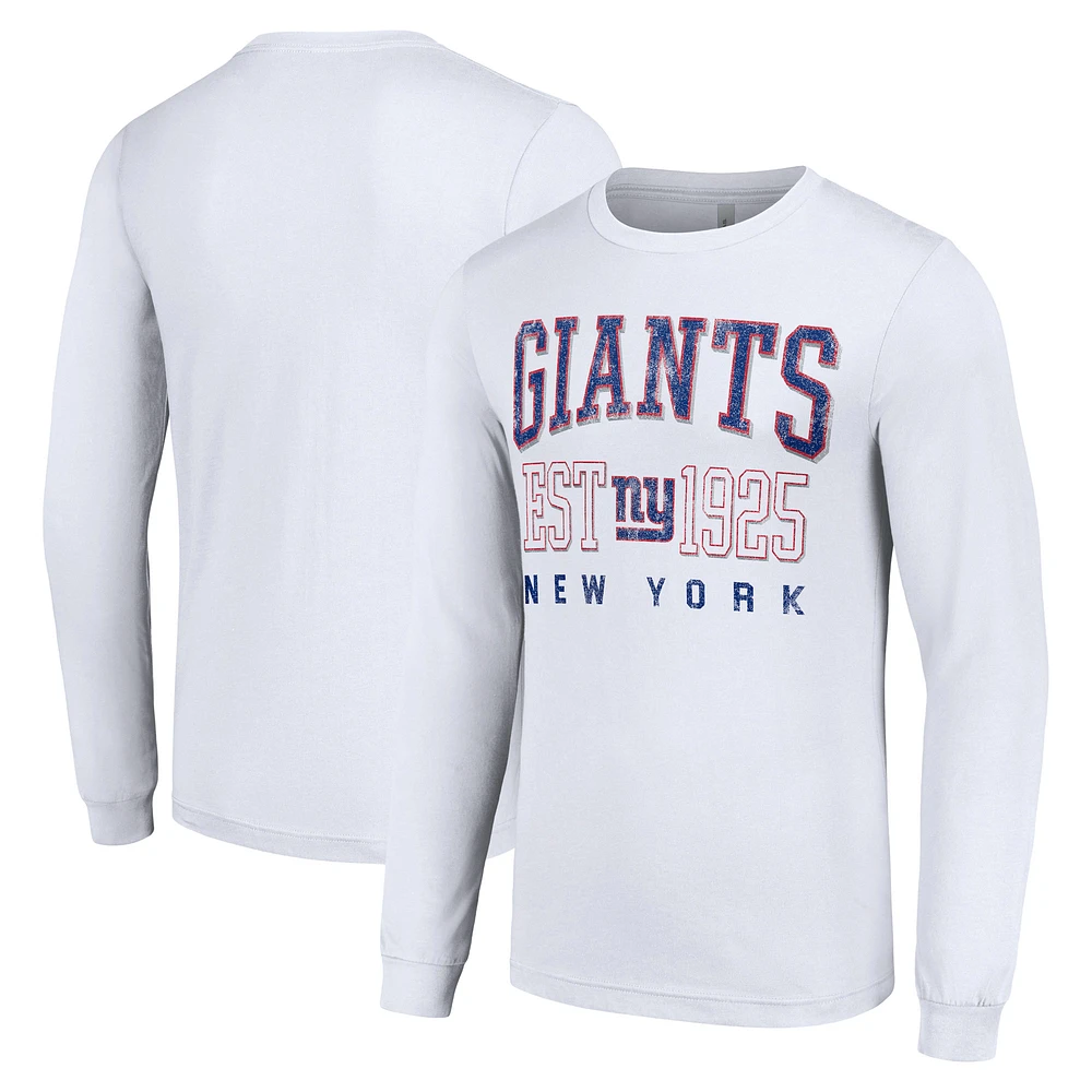 Men's Starter White New York Giants Throwback Logo Long Sleeve T-Shirt