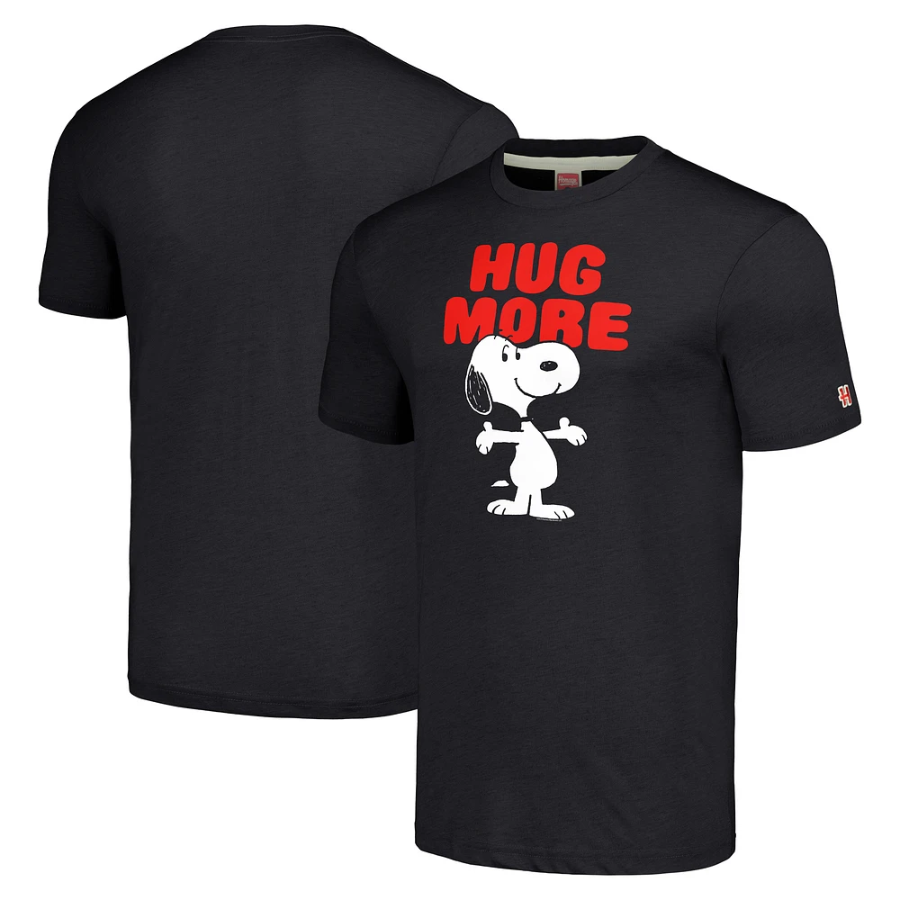 Unisex Homage Snoopy Charcoal Peanuts Hug More Tri-Blend T-Shirt