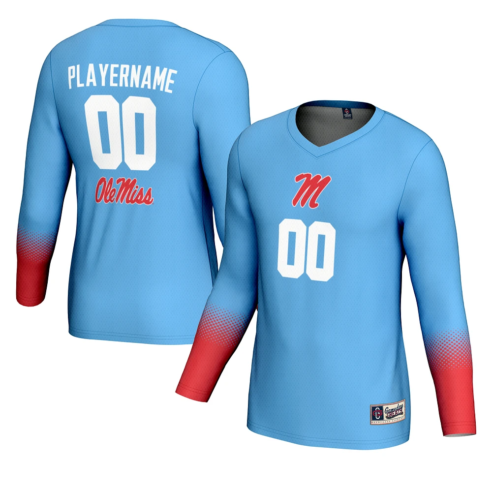 Youth GameDay Greats Powder Blue Ole Miss Rebels NIL Pick-A-Player Lightweight Women's Volleyball Jersey