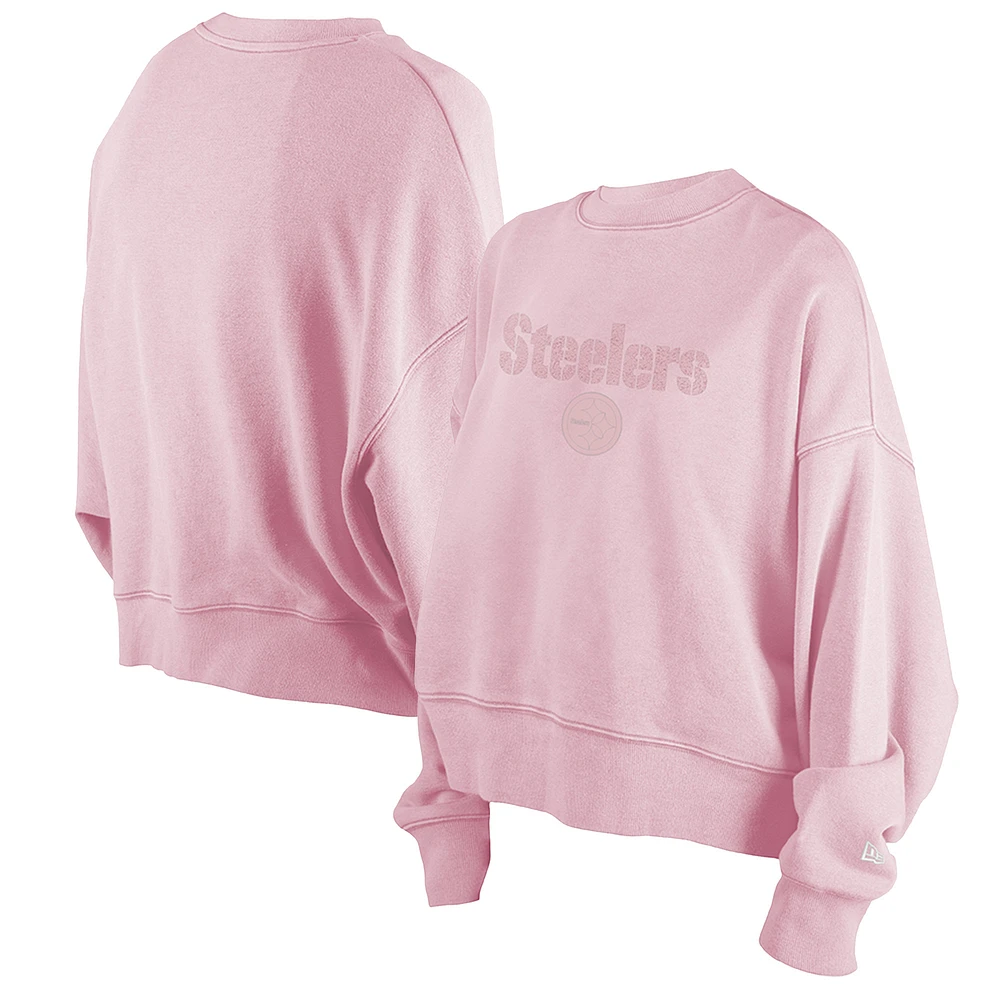 Women's New Era Pink Pittsburgh Steelers Cozy Pullover Sweatshirt