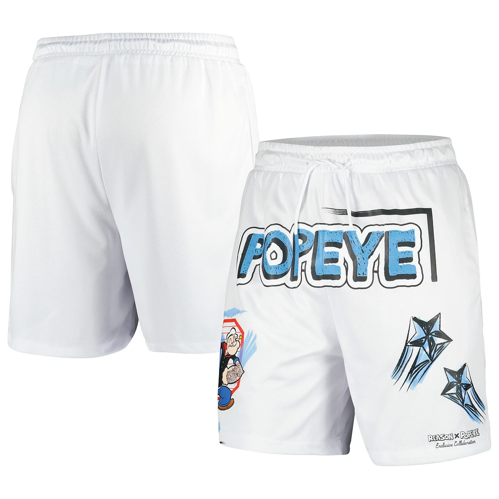 Unisex Reason White Popeye Mesh Shorts