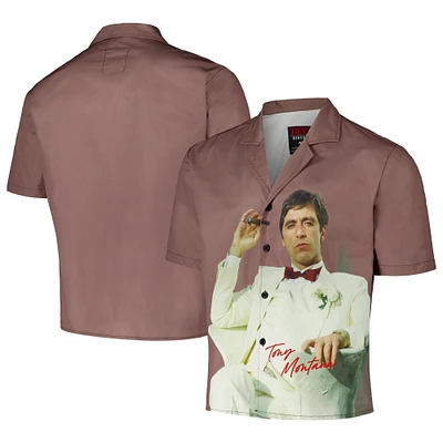 Unisex Reason Brown Scarface Tony Montana Woven Button-Up Shirt