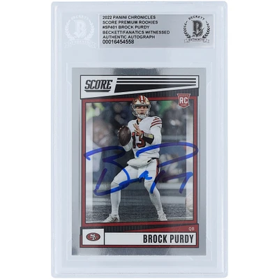Brock Purdy San Francisco 49ers Autographed 2022 Panini Chronicles Score Premium Rookies #SP-401 Beckett Fanatics Witnessed Authenticated Rookie Card