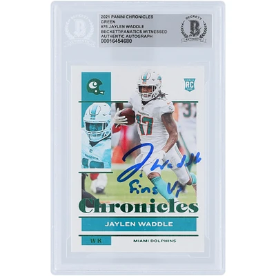 Jaylen Waddle Miami Dolphins Autographed 2021 Panini Chronicles #76 Beckett Fanatics Witnessed Authenticated Rookie Card with "Fins Up" Inscription