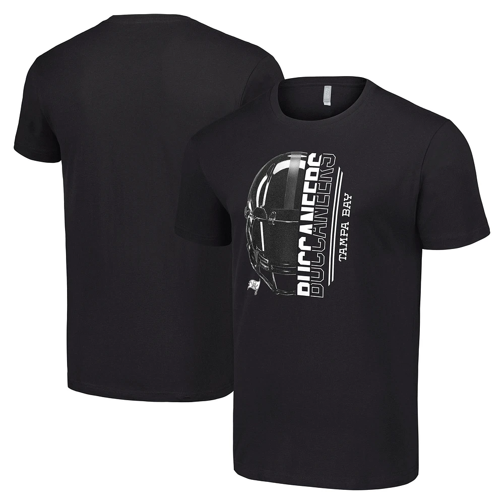 Men's Starter Black Tampa Bay Buccaneers Half Helmet Logo T-Shirt