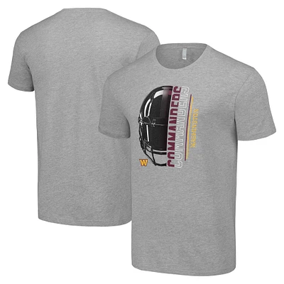 Men's Starter Heather Gray Washington Commanders Half Helmet Logo T-Shirt