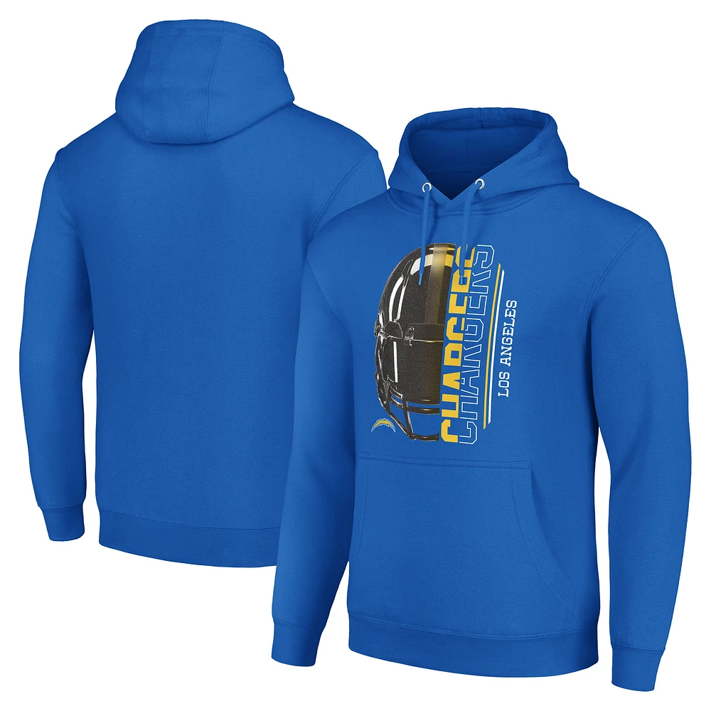 Unisex Starter Royal Los Angeles Chargers Half Helmet Logo Pullover Hoodie