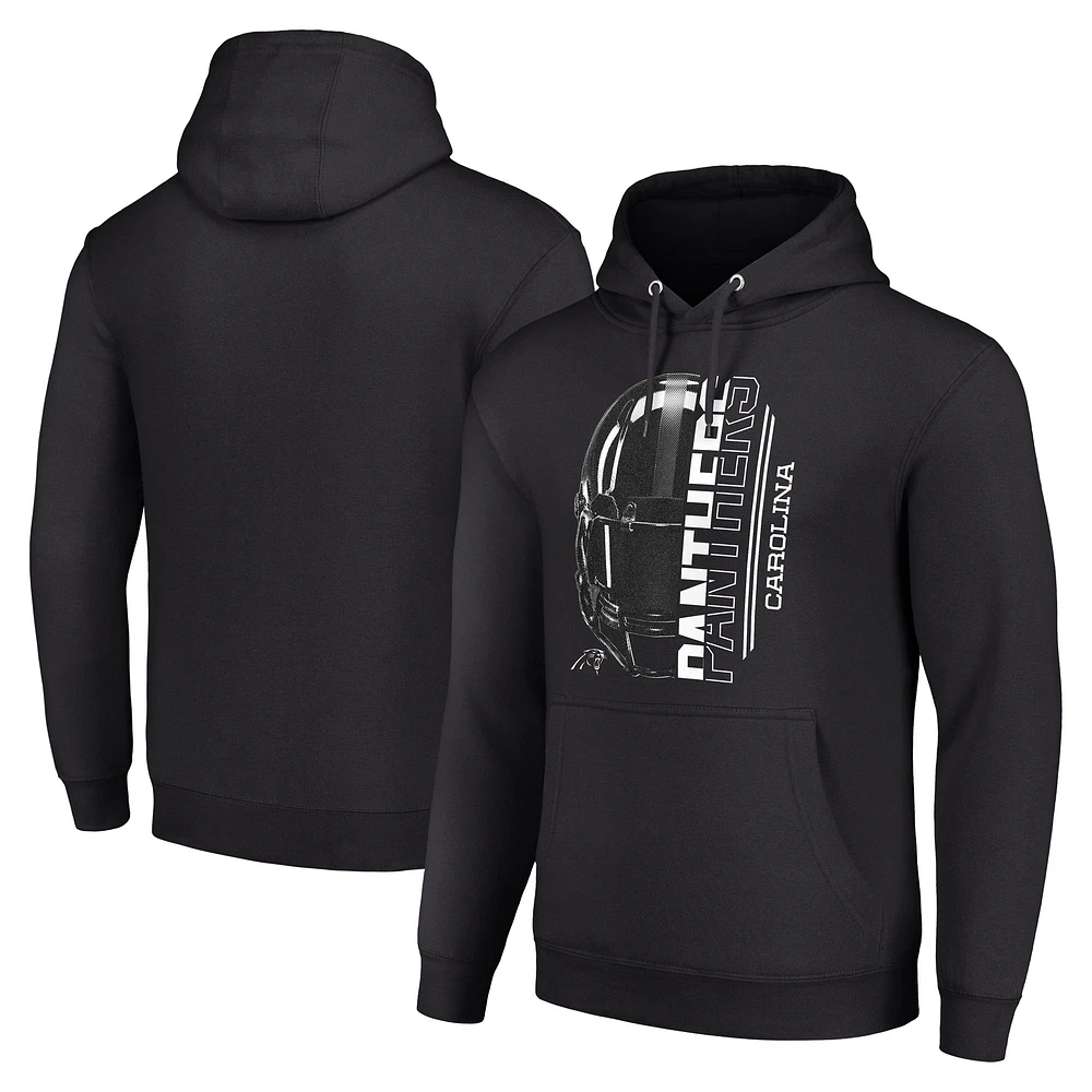 Unisex Starter Black Carolina Panthers Half Helmet Logo Pullover Hoodie