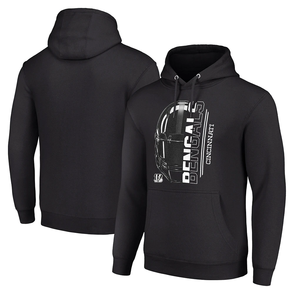 Unisex Starter Black Cincinnati Bengals Half Helmet Logo Pullover Hoodie