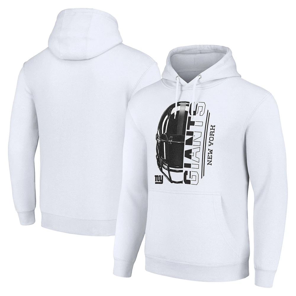 Unisex Starter White New York Giants Half Helmet Logo Pullover Hoodie