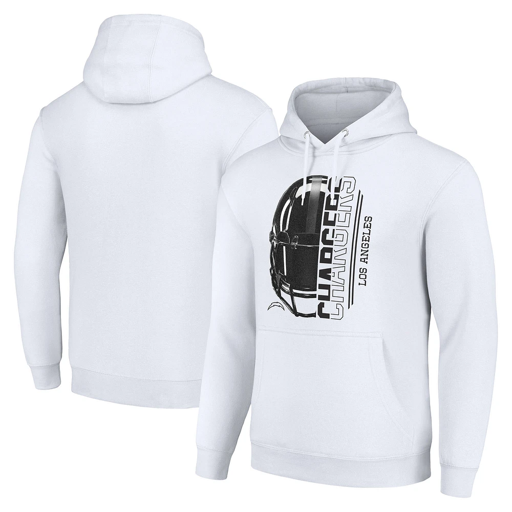 Unisex Starter White Los Angeles Chargers Half Helmet Logo Pullover Hoodie