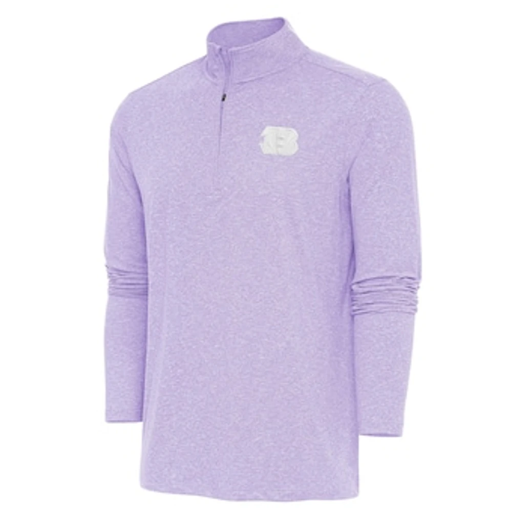 Men's Antigua Lavender Cincinnati Bengals Hunk Quarter-Zip Pullover Top