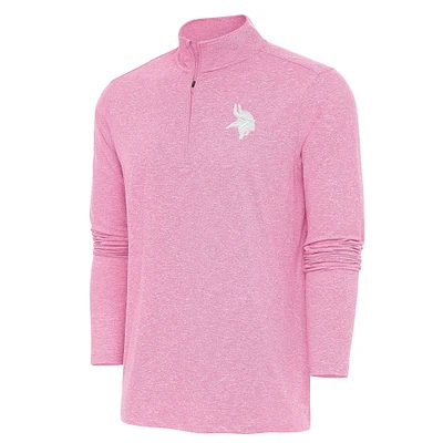 Men's Antigua Pink Minnesota Vikings Hunk Quarter-Zip Pullover Top