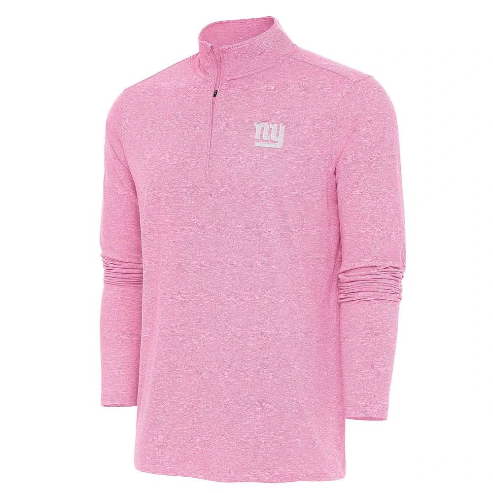 Men's Antigua Pink New York Giants Hunk Quarter-Zip Pullover Top