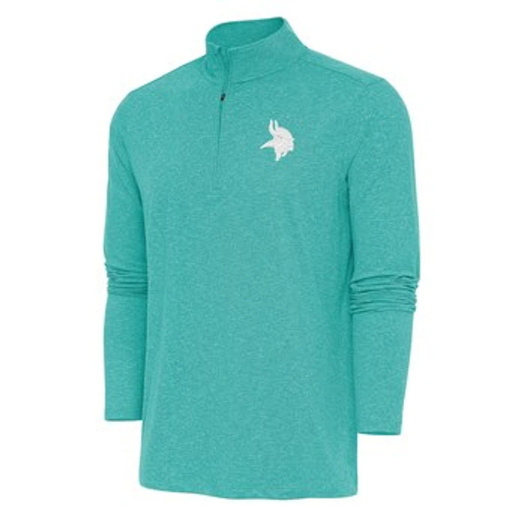 Men's Antigua Heather Aqua Minnesota Vikings Hunk Quarter-Zip Pullover Top