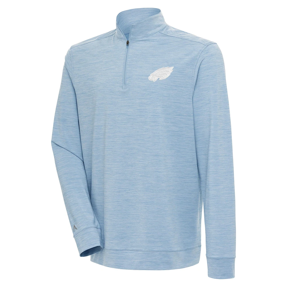 Men's Antigua Light Blue Philadelphia Eagles Bright Quarter-Zip Pullover Top