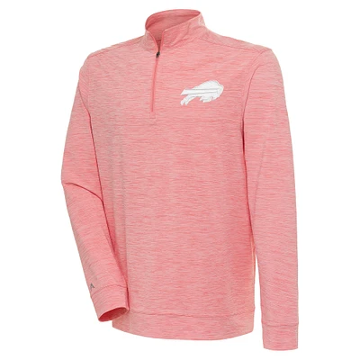 Men's Antigua Coral Buffalo Bills Bright Quarter-Zip Pullover Top