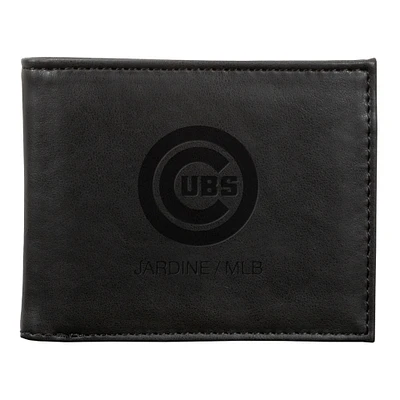 Black Chicago Cubs Laser-Engraved Billfold Wallet